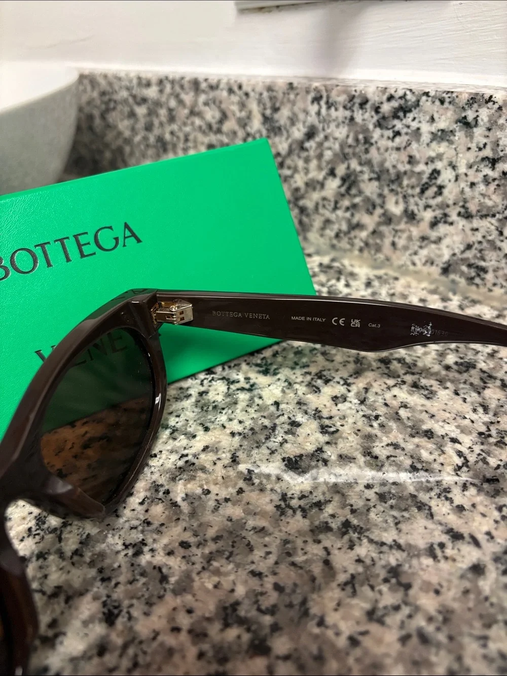 Bottega Veneta Brown Rectangular Sunglasses